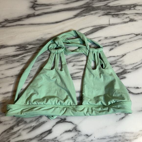 Becca Mint Green Bikini Top Size S Strappy Tie Back Bathing Suit - Picture 1 of 5